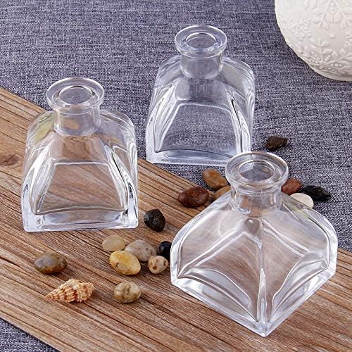 1PCS 100ml/3.4oz Empty Refillable Clear Glass Fragrance Jar Pot for DIY Replacement Reed Diffuser Sticks Sets Essential Oils DIY Diffuser Craft Projects Wedding Party