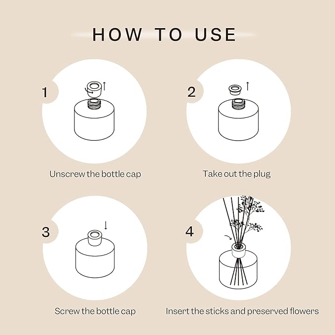 Cocorrína Premium Reed Diffuser Set with Preserved Baby's Breath & Cotton Stick Cashmere Vanilla | 6.7oz Scent Fragrance Oil Diffuser for Bedroom Bathroom Home Décor