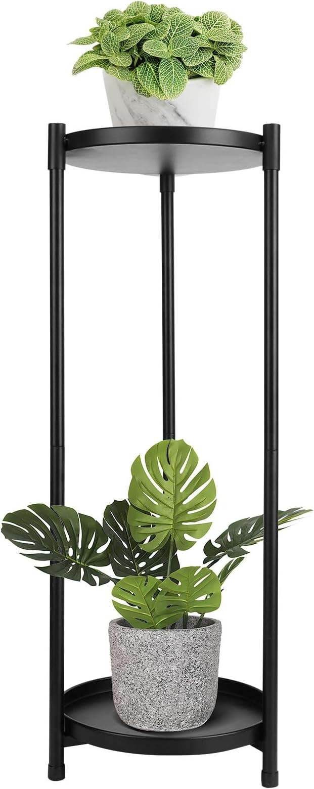 Oroonoko 2-Tier Black Plant Stand Indoor,28'' Tall Heavy Duty Metal Plant Holder,Rustproof Stable Plant Stand for Multiple Plant and Flower Pot in Corner Gardens Balconies Patios use