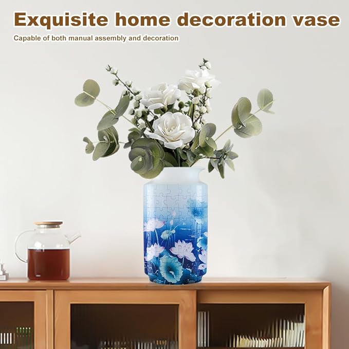 3D Puzzle Vase Unique Flower Vase for Adults Made by 162 Curved Plastic Puzzle Pieces, Vases for Flower Home Decor, Gift for Parents & Housewarming