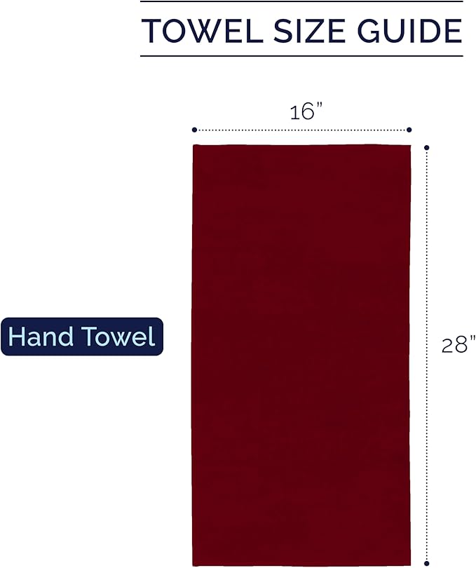 Elegant Comfort Premium Turkish Cotton 4 Pack Hand Towel Set - 16 x 28 inch, Luxurious Hotel Spa Quality 100% Turkish Cotton 4PC Hand Towel Set - Highly Absorbent - Soft Bathroom Towels, Burgundy