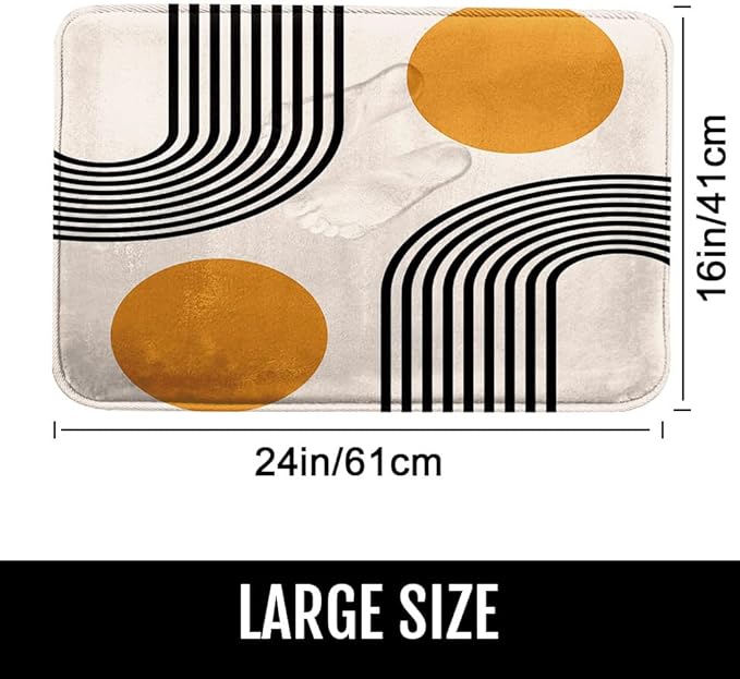 Britimes Boho Mid Century Bath Mat for Bathroom No Silp Abstract Geometric Washable Cover Floor Rug Carpets Floor Mat Bathroom Decorations 16x24 for Kitchen Bedroom