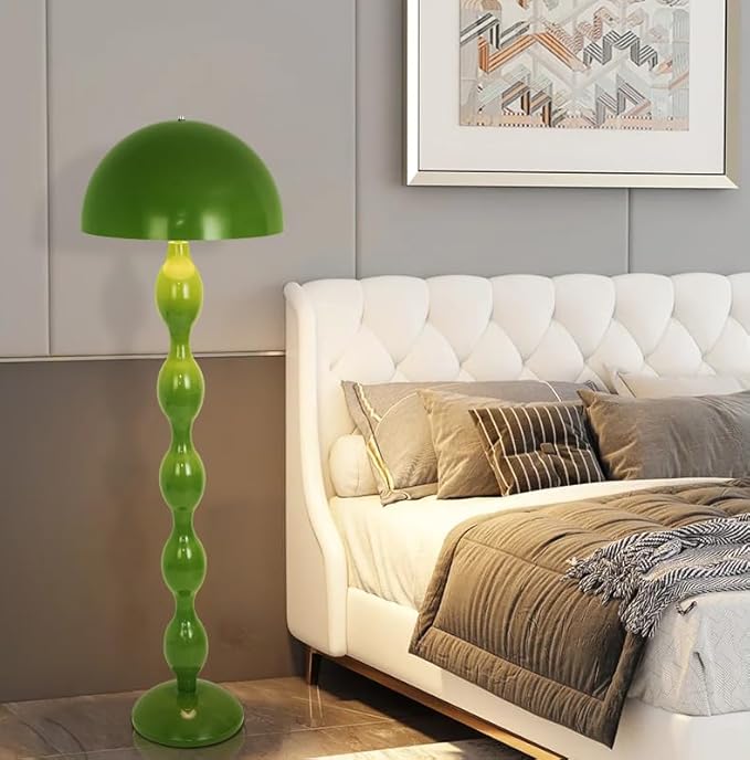 Green Floor Lamp Mushroom Lampshade,Vintage Floorlamp,Unique Lamps for Living Room Bedroom,Retro Tall Standing Lamp for Study,Girl's Room,Office,Apartment,Home Decor,Pretty Lamps Floor,Mid Century