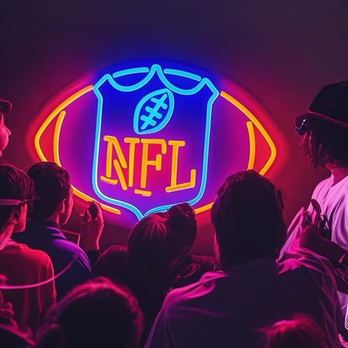 Football Neon Sign for Wall Decor,Football-Shaped Neon Light, Football Led Neon Light Birthday Gifts for Sports Fans Club Bedroom 5V USB Powered