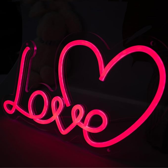 Love Neon Sign for Wall Decor, Dimmable Love Led Lights Signs Letters Signs for Wedding, Neon Light Room Decor for Party Birthday Gift Christmas Gift