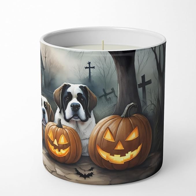 Caroline's Treasures DAC2050CDL Saint Bernard Spooky Halloween Decorative Soy Candle Nature Soy Wax Essential Oil Home Decor Ideal for Bedroom Kitchen Bath Office Gift, 10 oz
