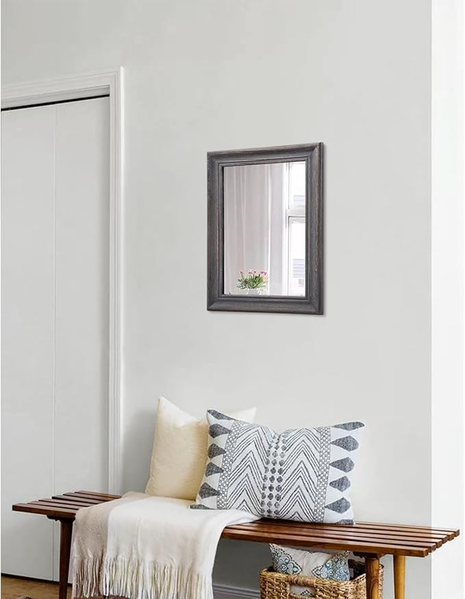 Wooden Mirror Rectangle Retro Hanging Mirrors for Farmhouse Modern Bathroom Bedroom Wall Decor