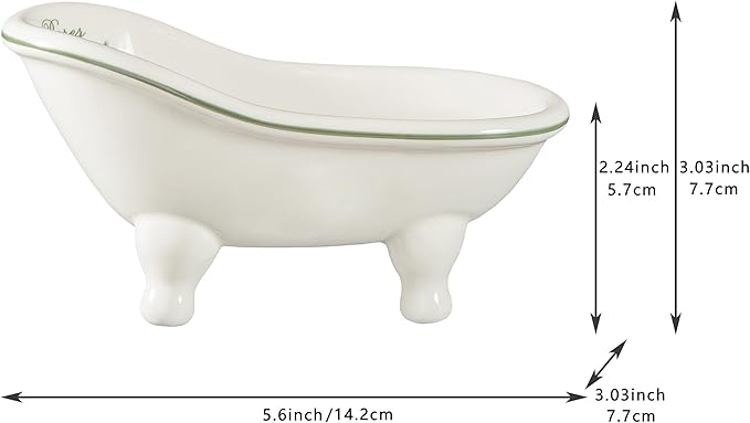1 Piece 5.6" Ceramic Mini Clawfoot Slipper Bathtub Soap Dish Vintage Decortative Soap Dish