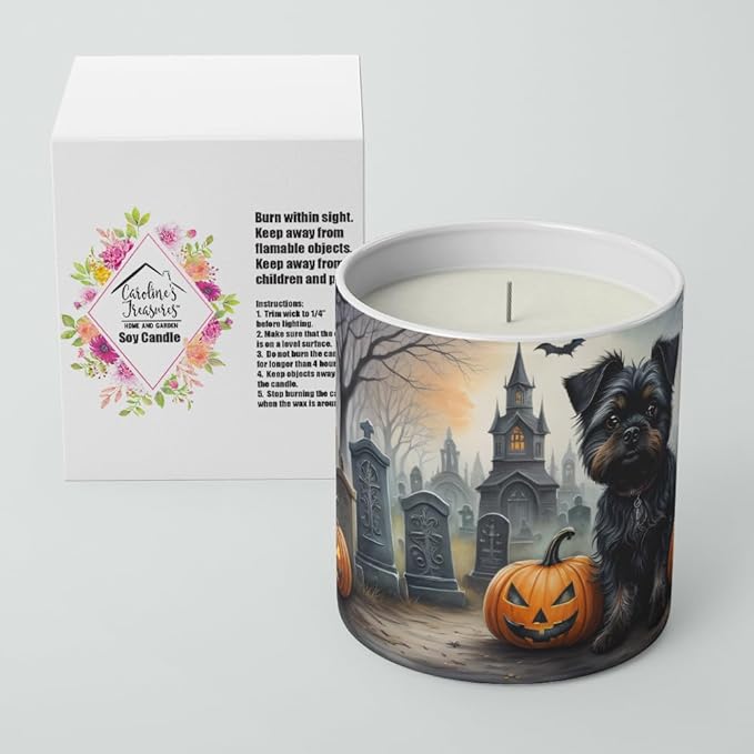 Caroline's Treasures DAC2001CDL Affenpinscher Spooky Halloween Decorative Soy Candle Nature Soy Wax Essential Oil Home Decor Ideal for Bedroom Kitchen Bath Office Gift, 10 oz