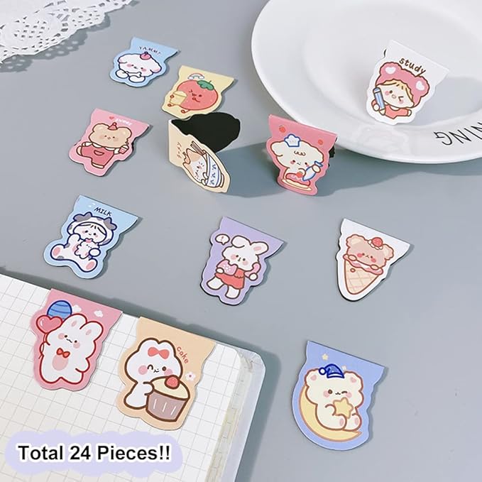 24PCS Cute Bookmarks for Kids, Page Markers Book Markers, Animals Book Mark, Bookmarks for Women, Page Clips Bookmark for Students Girls School Home Office Supplies