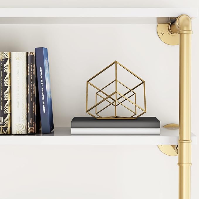 HOMEKAYT 24" Industrial Pipe Shelving Floating Wall Shelves 2 Tier Gold Shelves Multiple Use for Kitchen, Bedroom,Living Room,Bathroom