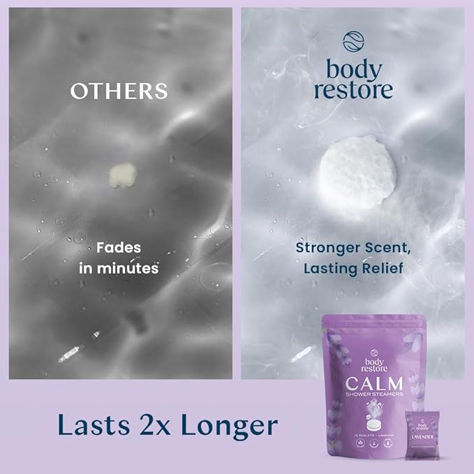 Body Restore Shower Steamers Aromatherapy 15 Pack - Fathers Day Unique Gifts for Dad, Grandpa, Birthday Gift for Mom, Daughter, Son, Best Friend, Travel Essentials, Self Care, Bath Bombs - Lavender