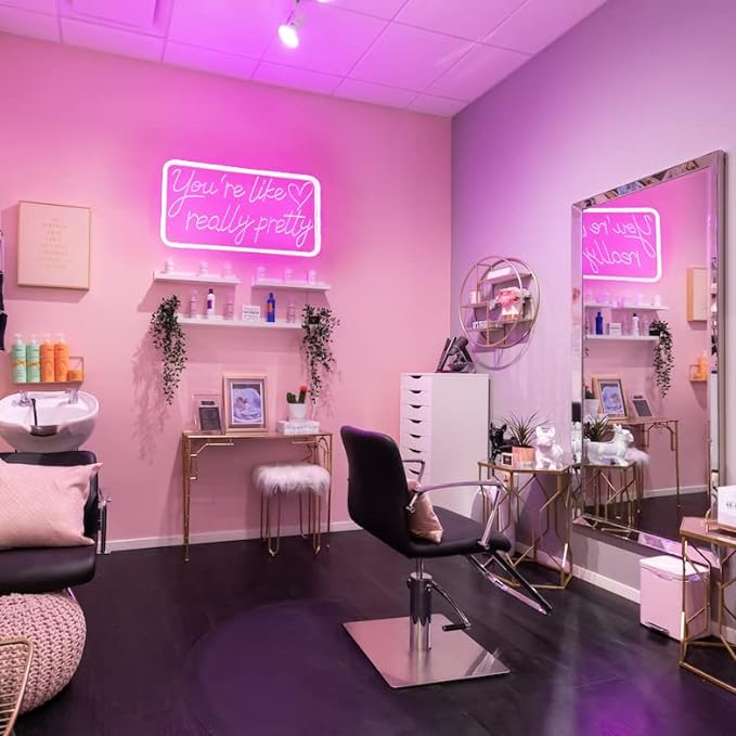You're Like Really Pretty Neon Signs for Wall Decor, LED Neon Sign Aesthetic Room Decor for Teen Girls Neon Lights Signs for Bedroom, Salon, Wedding Party Pink Neon Name Sign