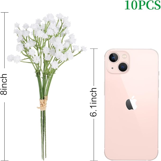 DEEMEI Babys Breath Artificial Flowers 10Pcs 30 Branches Fake Babys Breath Flowers Artificial Bulk Gypsophila Bouquets Real Touch Faux Flowers for Wedding Floral Arrangement Party Home Decor