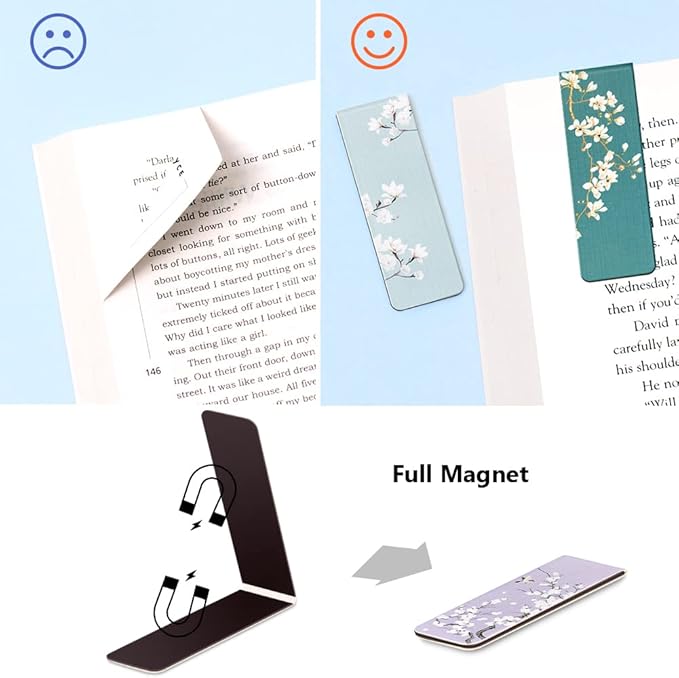 UpUDo 12 Pack Magnetic Bookmark, Book Marker Clip for Teachers, Students, Book Lovers, Printing on 2 Side