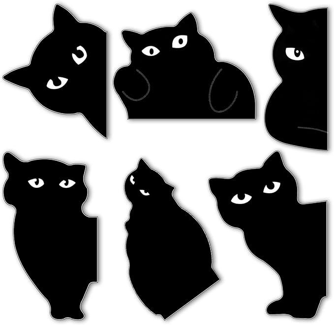 Cat Bookmark, 6 Pcs Black Cat Magnetic Bookmarks Cute Kawaii Magnet Bookmark Clips Page Markers Book Reading Supplies for Book Lovers, Women, Teachers, Students, Home, Office, Presents (6 Styles)