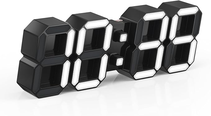 EDUP HOME 4.9" 3D LED Digital Clock with Nightlight, Remote Control, Snooze Alarm, Adjustable Brightness, USB Powered, 12/24 Hour/Temperature/Time/Date Display, Modern Desktop Wall Clock
