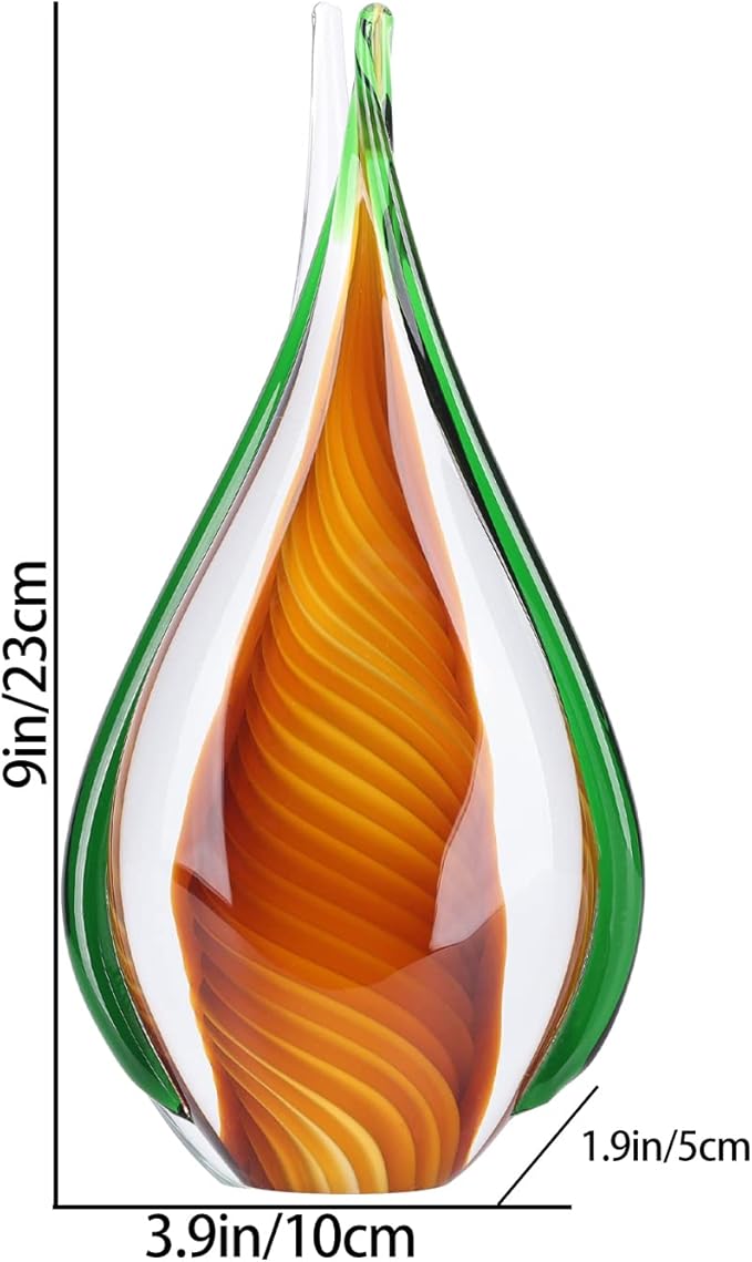DOVDOV Blown Glass Sculpture, Green Glass Art Collection Statue, Unique Mediterranean Decorative Glass, Suitable for Office, Bookshelf, Dresser, Living Room Coffee Table, Mantelpiece Filling