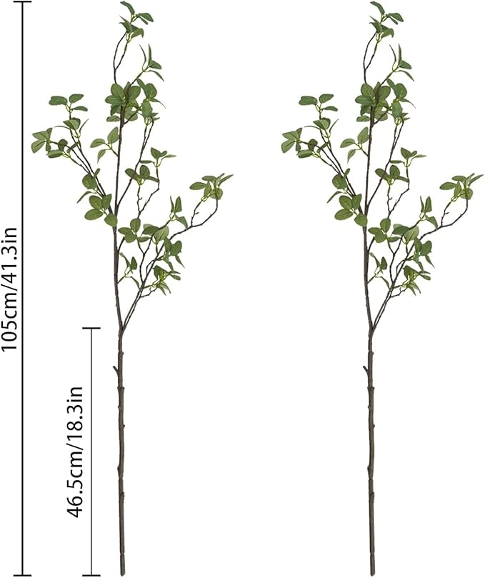 41” Artificial Greenery Stems, Long Fake Plant Twigs Faux Greenery Branches for Tall Vase Home Party Wedding Office Decor (4 Pcs)