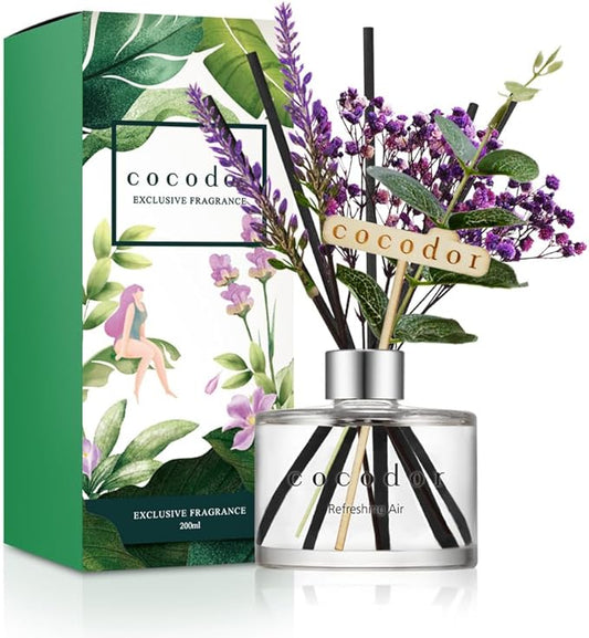 COCODOR Lavender Reed Diffuser/Refreshing Air/6.7oz/1Pack / Home Fragrance Scent Essential Oil Stick Diffuser for Bedroom Bathroom Home Décor