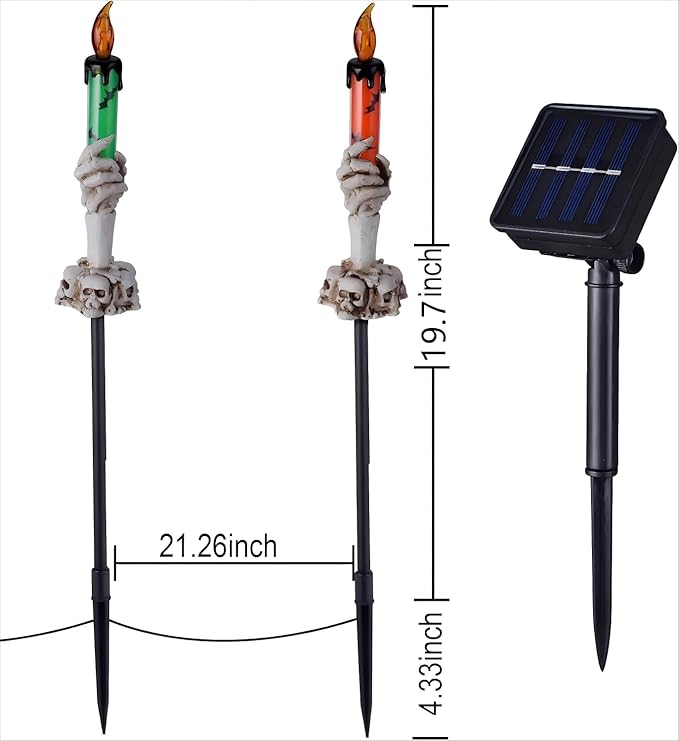 ILLUMINEW Halloween Pathway Lights, 5 Pack Candle Skull Hand Candle Holder, Waterproof Solar Halloween Led Lights, Indoor and Outdoor Party Home Garden Porch Decoration