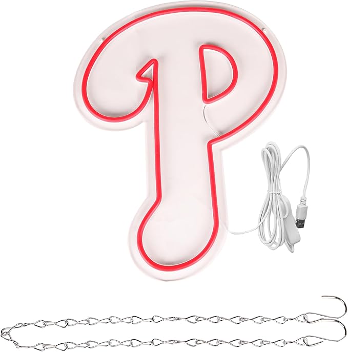 Neon Sign for Wall Decor Neon Light for Man Cave Baseball Team Logo Neon Led Sign USB Powered Baseball Gift for Men Room Decor Size14.9 * 11.8inch(ZYLD137)