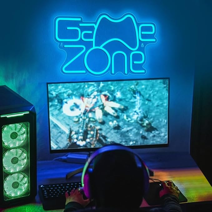 Game Zone Neon Sign,Gamer Neon Light for Game Room Decor,Gaming Neon Light Signs Gift for Teen Boys Room Decor with USB Powered