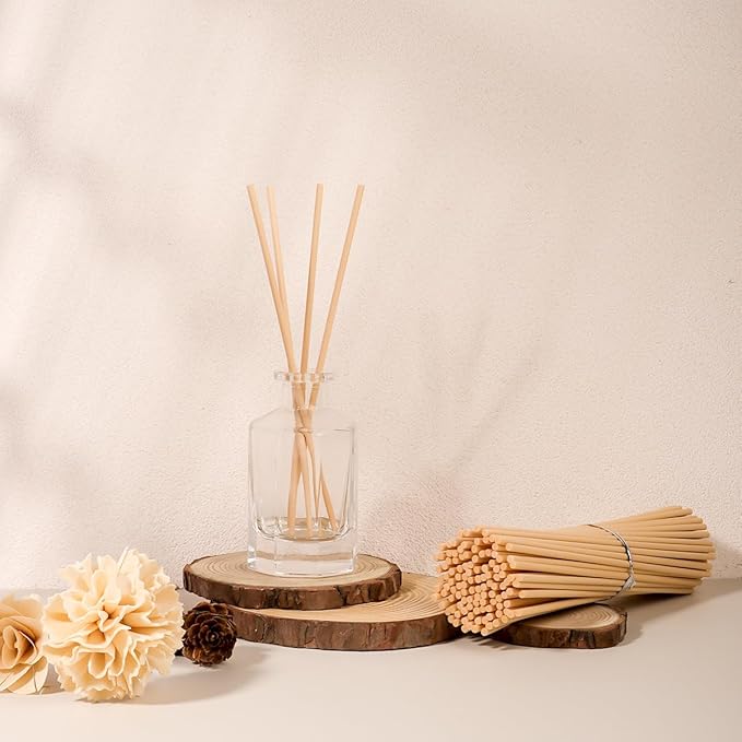 Reed Diffuser Sticks - Reed Sticks -Diffuser Refills - Natural Essential Oil Aroma Diffuser Sticks Rattan Wood Replacement for Aroma Fragrance 100 PCS(19cm*3.5mm Beige Color)