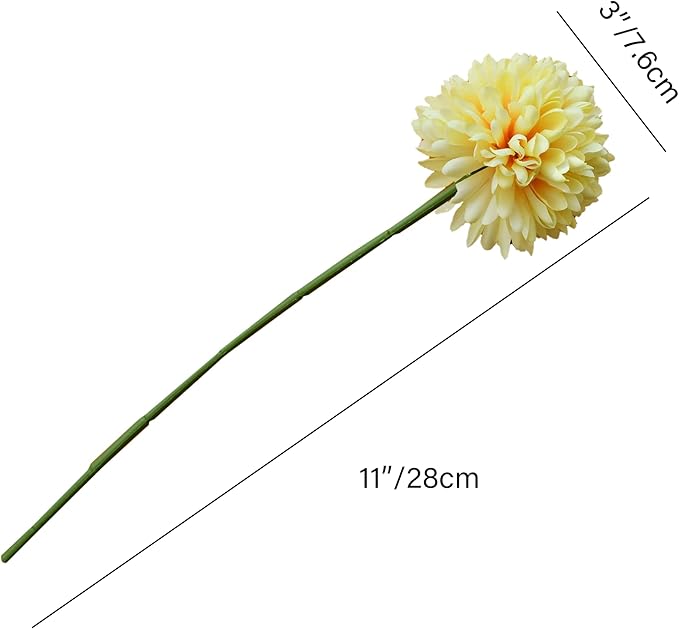 Mandy's Yellow Artificial Ball Chrysanthemum 12 Stems Faux Flowers with Bendable Stems for DIY Wedding Centerpiece Fall Decor Home Arrangements