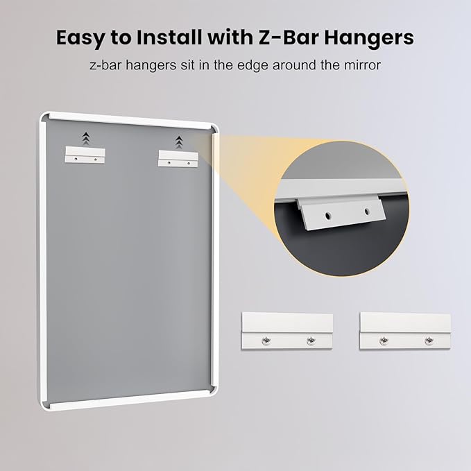 LOAAO 40x30 Inch White Metal Framed Bathroom Mirror for Wall, White Bathroom Vanity Mirror Farmhouse, Large Rounded Rectangle Mirror, Anti-Rust, Tempered Glass, Hangs Horizontally or Vertically