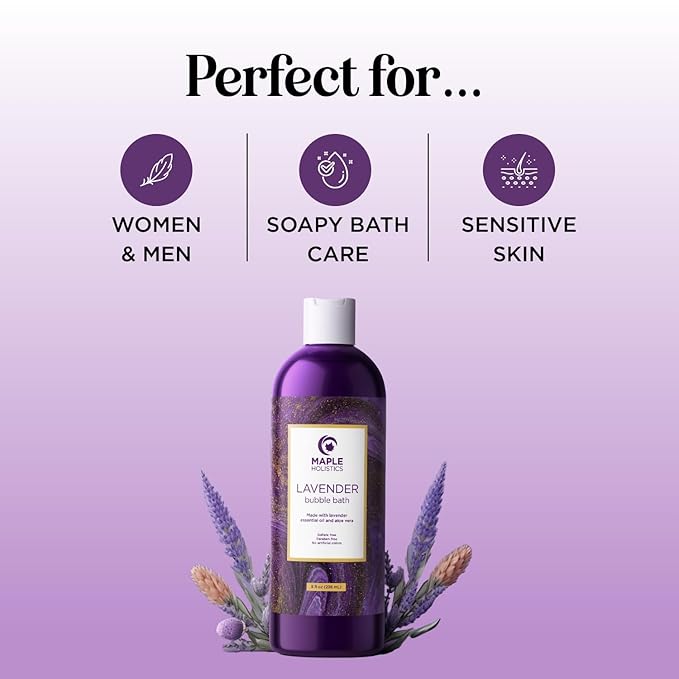 Premium Lavender Bubble Bath Soak - Aromatherapy Soap and Luxury Oil for Dry Skin - Moisturizing and Relaxing Bath for Adults With Aromatherapy Oils for Self Care
