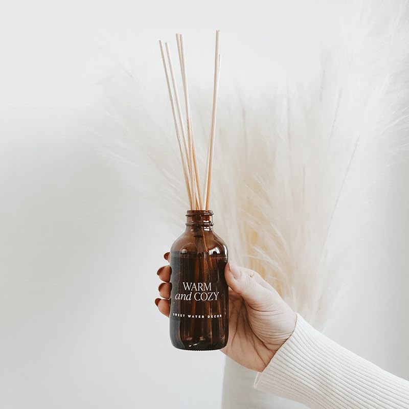 Sweet Water Decor Warm and Cozy Reed Diffuser Set - Orange, Cinnamon, Clove, and Pine Winter Scented Diffuser - Scent Diffusers for Home, Long Lasting Fragrance, Made in the USA