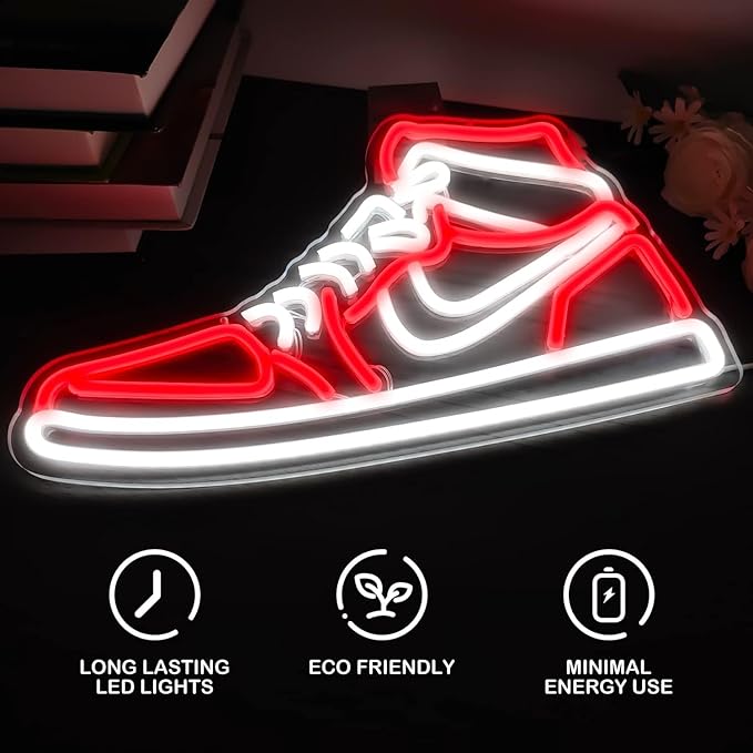 JianJung Sneaker Neon Signs for Wall Decor Dimmable Shoe LED Signs Neon Lights for Bedroom Man Cave Home Neon Wall Sign Shoe Light up Signs Decor