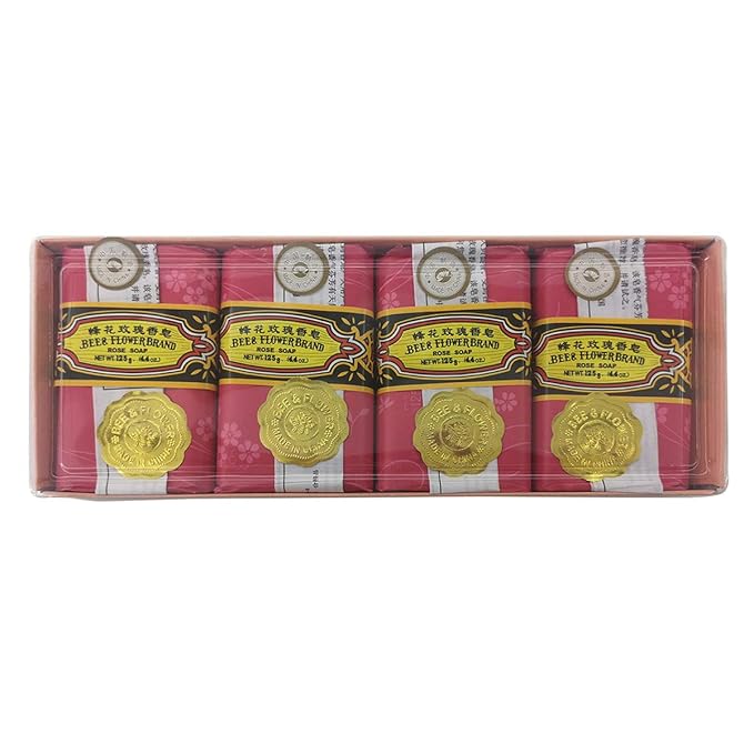 Bee & Flower Soap Bar Rose Soap Moisturizing Bath Bar Soap Nourishes Your Skin 4.4 oz(Pack of 4)