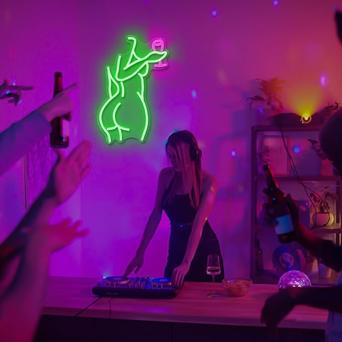 Ajoyferris Lady Back Neon Sign Dimmable LED Lady neon sign Green Neon Sign Woman Neon Sign Sexy Lady Neon Signs for Bedroom Man Cave Bar Store Home Party Art Decor Gifts(16X11 inches,Green)