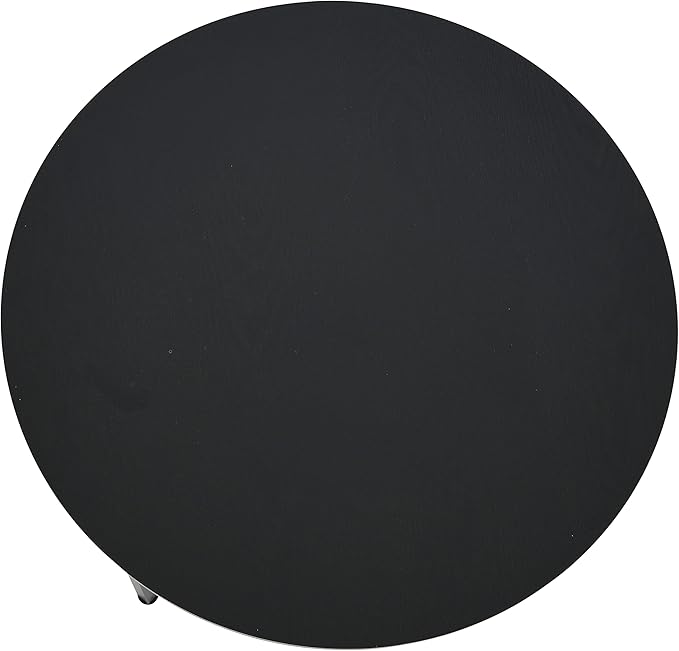 Household Essentials Jamestown Round Coffee Table Black Oak Wood Grain and Black Metal