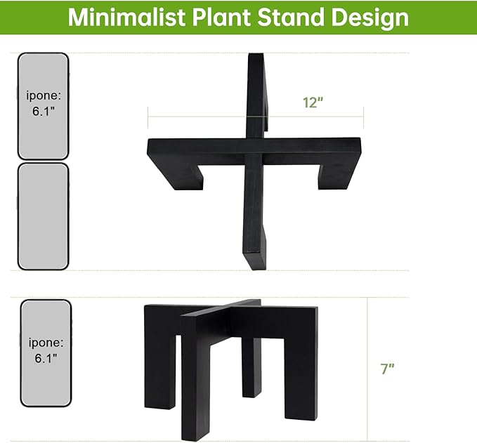 Wood Plant Stand Indoor/Outdoor for Plants, Large Size Planter Stand Holder,Sturdy and Stable Flower Pot Stand,Fits Most Size Flower Pots In Room (1 Pack-Black)