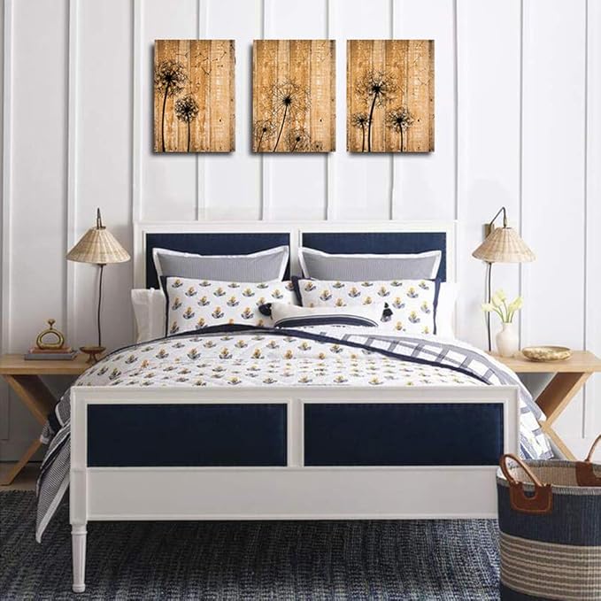 Wall Decoration For Bedroom Canvas Wall Art For Living Room Modern Bathroom Kitchen Works Of Art Dandelion Flowers Pictures Abstract Painting Retro Canvas Art Office Home Decoration 20 " X 28" 3 Piece