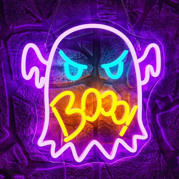 NOSUN Halloween Neon Sign Boo Neon Sign Halloween Gifts Purple Halloween Neon Light Sign for Bedroom Bar Party Club Neon Light Sign Halloween Neon Light Halloween Gifts for Kids/Adults
