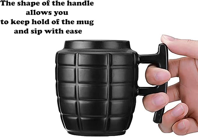 Caliber Gourmet Grenade Ceramic Large Coffee Mug with Lid (11.8oz), Great Tea Coffee Cup, fits K-Cup coffee makers, Travel, Camping Trips, Loved by Military, Veterans, Gun Lovers, Christmas Gift