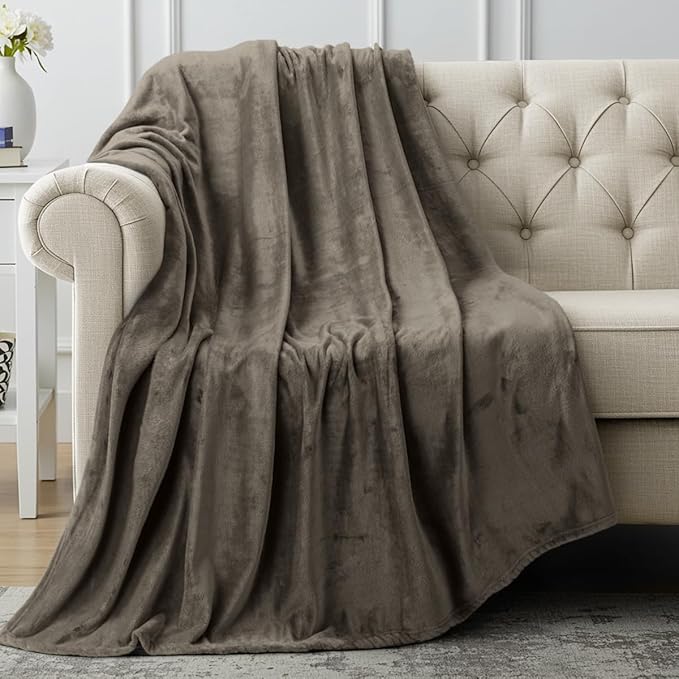 Utopia Bedding Fleece Blanket Throw Size Brown 300GSM Luxury Anti-Static Fuzzy Soft Microfiber Blanket for Couch, Sofa and Bed (60x50 Inch)