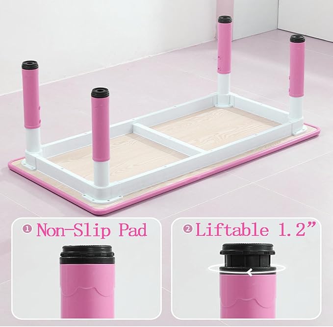 Kids Table and 6 Chair Set - Height Adjustable, Multifunctional Desk, Ergonomically Designed Chairs, Max 300lbs, for Ages 2-10, Classroom, Daycares, Home