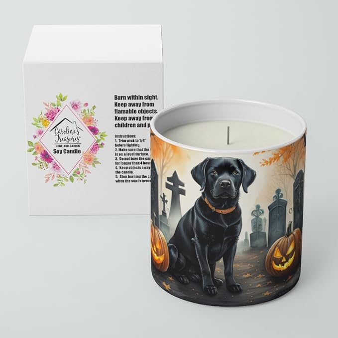 Caroline's Treasures DAC2015CDL Black Labrador Retriever Spooky Halloween Decorative Soy Candle Nature Soy Wax Essential Oil Home Decor Ideal for Bedroom Kitchen Bath Office Gift, 10 oz