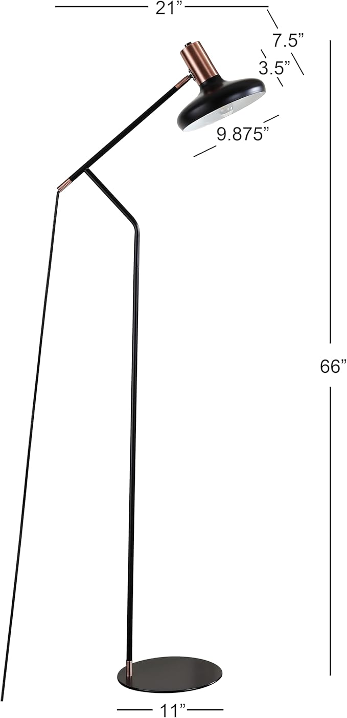 SAFAVIEH FLL4043A Lighting Collection Amia Copper and Black 66-inch Floor Lamp, H