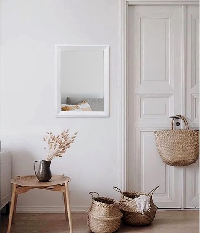AAZZKANG Rectangular Wall Mirror Decorative Wood Framed Mirrors for Farmhouse Bedroom Bathroom Living Room Entryway Hanging Home Decor Small