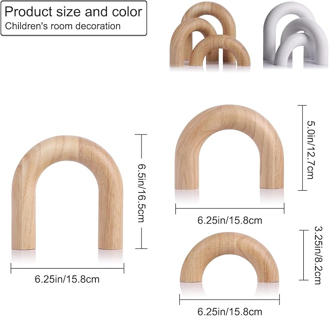 LCCCK 3PCS Wood Knot Arch Sculpture Bookcase Modern Decorative Objects, Neutral Aesthetic Book Shelf Coffee Table Counter Tv Stand Console Decor Accents, Boho Japandi Natural Decorative Objects
