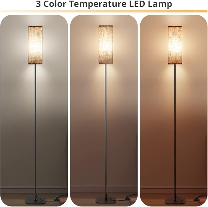 Floor Lampswith LED Bulb for Living Room, Modern LED Standing Lamp Reading Light 3 Color Temperatures Adjustable Bedside Lamps for Bedroom Living Room Office Decor