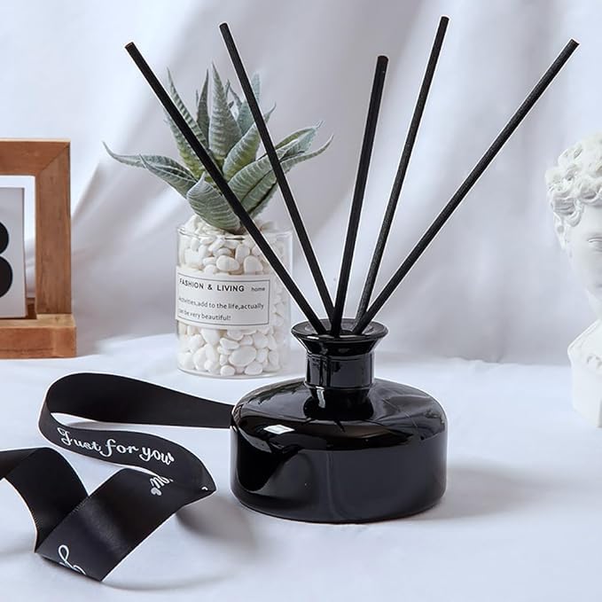 200 ml/6.7 oz Empty Glass Diffuser Bottles Refillable Aromatherapy Jar Container DIY Replacement Reed Diffuser Accessories Essential Oils Crafts Decor(Black)