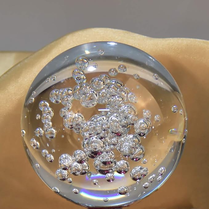 Crystal Ball Glass Globe Decor - Crystal Sphere with Stand & Gift Box, Clear Decorative Crystal Globe, 3D Crystal Ball for Home Decor Photography, Gazing Divination Fengshui Meditation, 3 inch/80mm