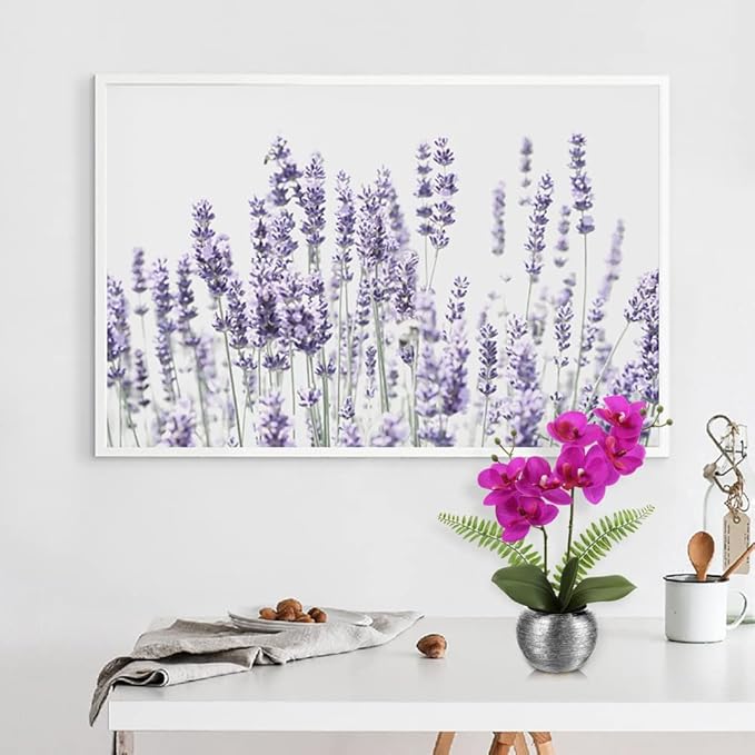 Briful Fake Orchid Fake Flowers 13'' Purple Orchids Artificial Flowers with Silver Ceramic Vase Faux Orchid for Home Office Decor Indoor